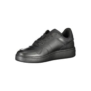 Tommy Hilfiger schwarze Leder Herren Sneaker mit Schnürsenkeln und Logo
