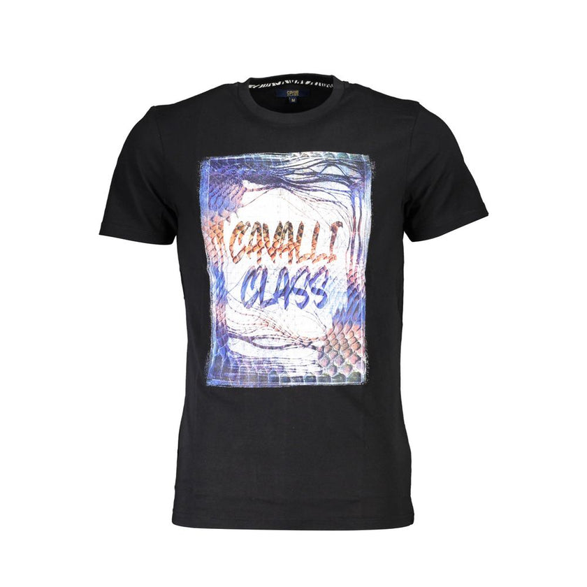 Cavalli Class Schwarzes Baumwoll-T-Shirt für Herren