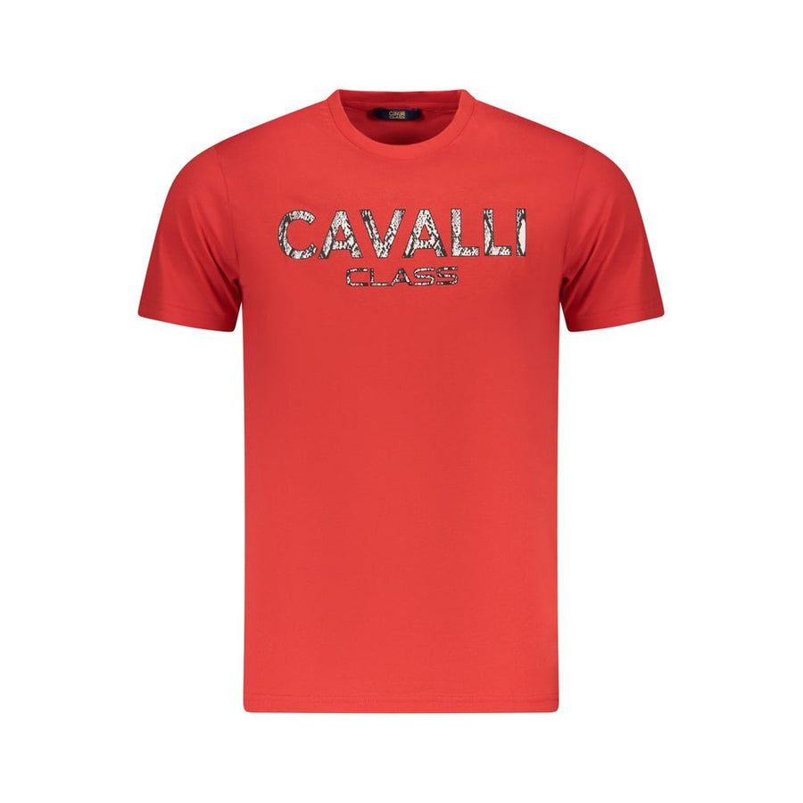 Men's Cavalli Class Red Cotton T-Shirt