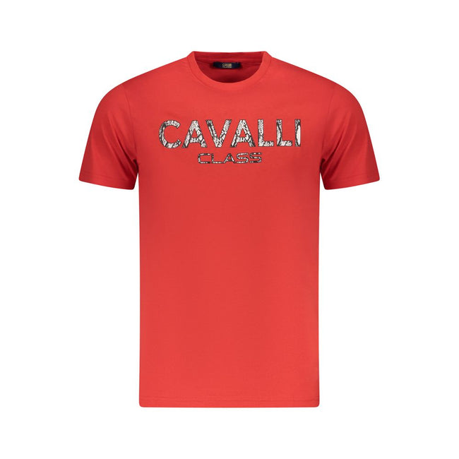 Cavalli Class Rosso Baumwoll-T-Shirt für Herren