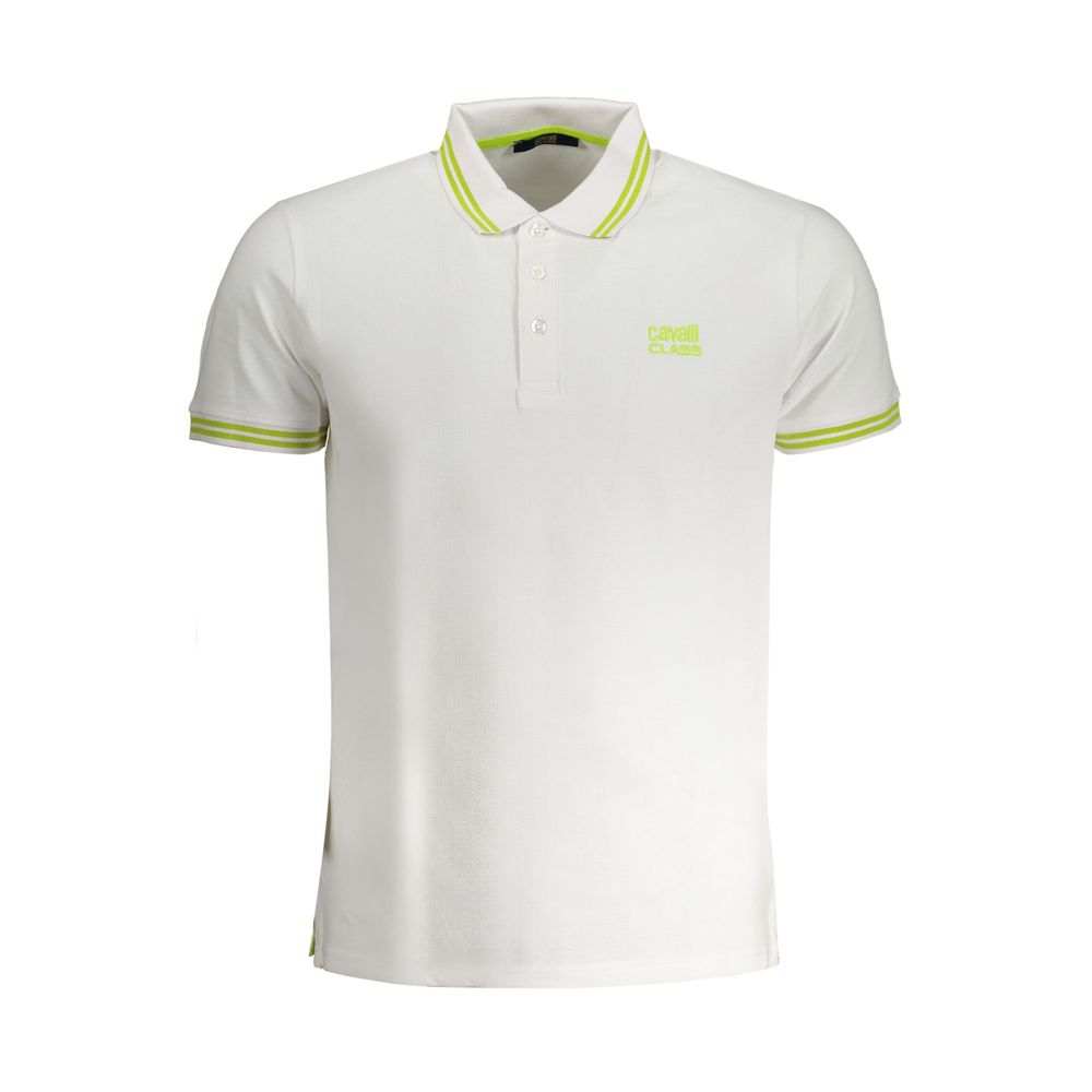 Cavalli Class Men's White Cotton Polo Shirt