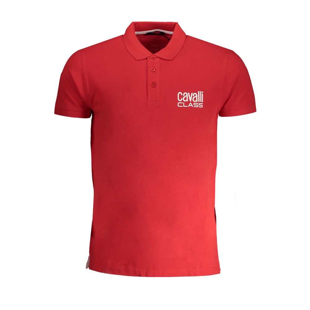 Cavalli Class Red Men's Cotton Polo Shirt