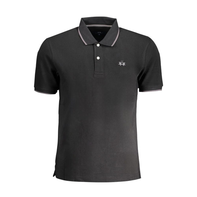 La Martina Schwarzes Herren-Poloshirt aus Baumwolle