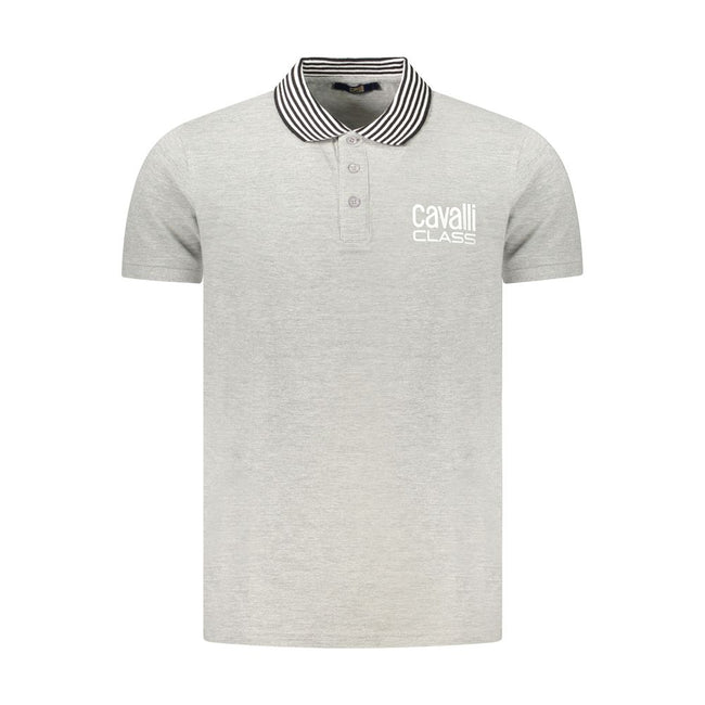 Cavalli Class Grigio Baumwoll-Herrenpoloshirt