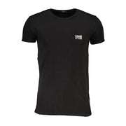 Cavalli Class schwarzes Baumwoll-T-Shirt für Herren mit Rundhalsausschnitt und Logo-Druck