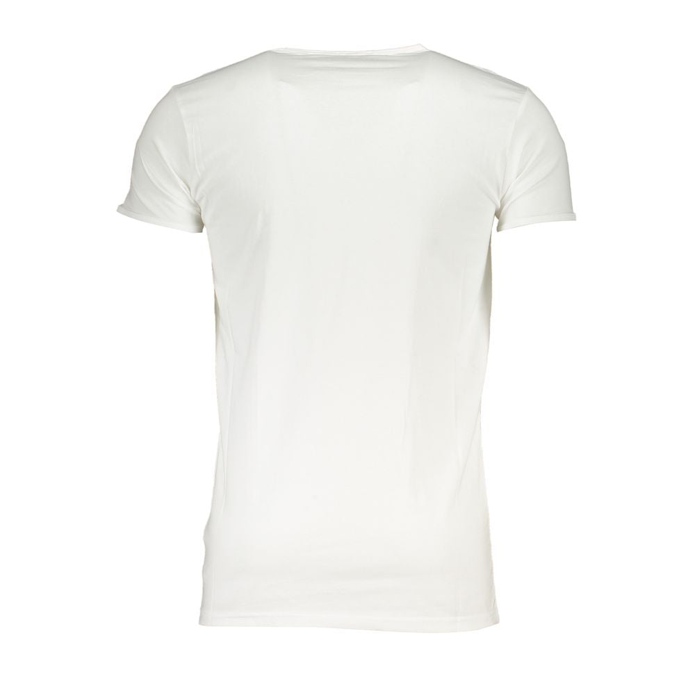 Cavalli Class weißes Herren-T-Shirt aus Baumwolle mit Rundhalsausschnitt und Logo-Druck
