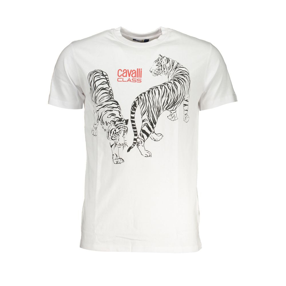 Cavalli Class Bianco Baumwoll-T-Shirt für Herren