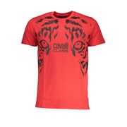 Cavalli Class Rosso Baumwoll-T-Shirt für Herren mit Rundhalsausschnitt und Logo Druck