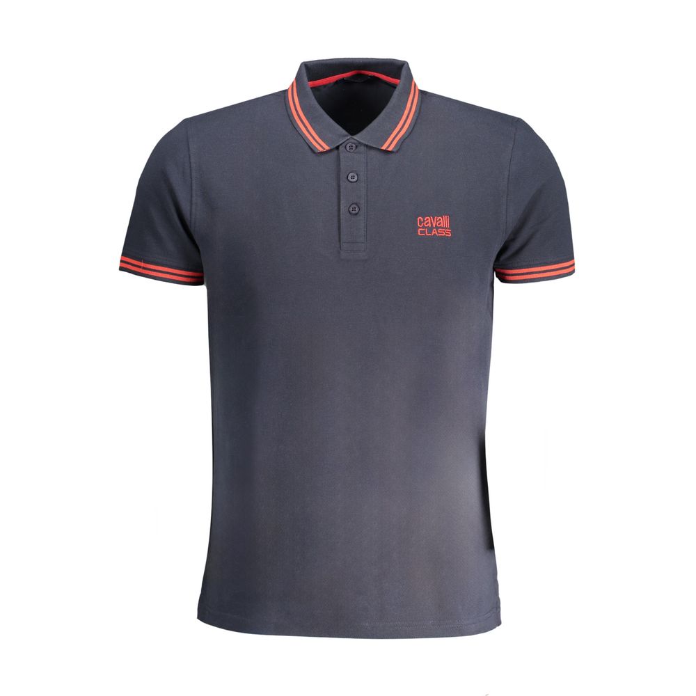 Cavalli Class Blaues Baumwoll-Poloshirt für Herren