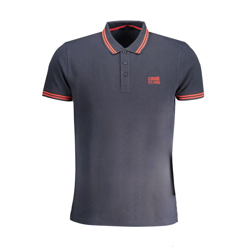 Cavalli Class Blaues Baumwoll-Poloshirt für Herren
