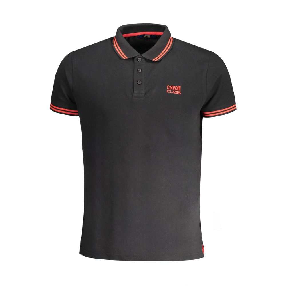 Cavalli Class Men's Black Cotton Polo Shirt