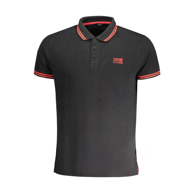 Cavalli Class Schwarzes Herren-Poloshirt aus Baumwolle