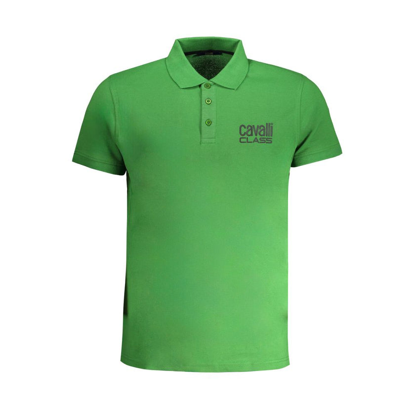 Cavalli Class Herren-Poloshirt Verde aus Baumwolle