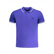 Cavalli Class blaues Baumwoll-Poloshirt für Herren mit kurzen Ärmeln und Logo-Stickerei