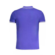 Cavalli Class blaues Herren Poloshirt aus Baumwolle mit kurzen Ärmeln, 3 Knöpfen, Kontrastdetails und Logostickerei