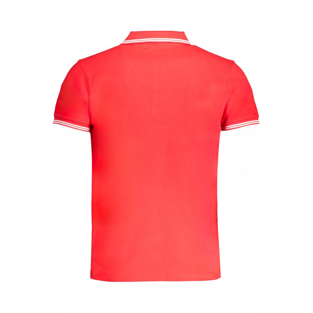 Cavalli Class rotes Herren-Poloshirt aus Baumwolle mit kurzen Ärmeln und Logostickerei