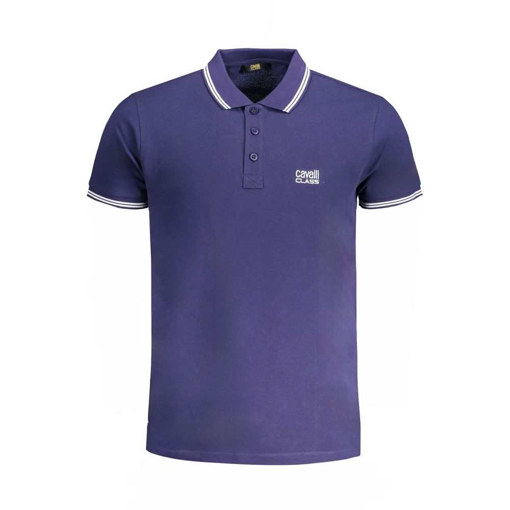 Cavalli Class Men's Blue Cotton Polo Shirt