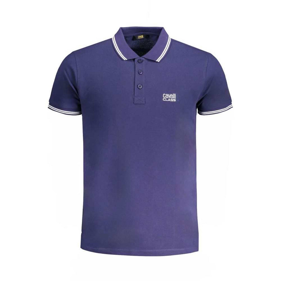 Cavalli Class Men's Blue Cotton Polo Shirt