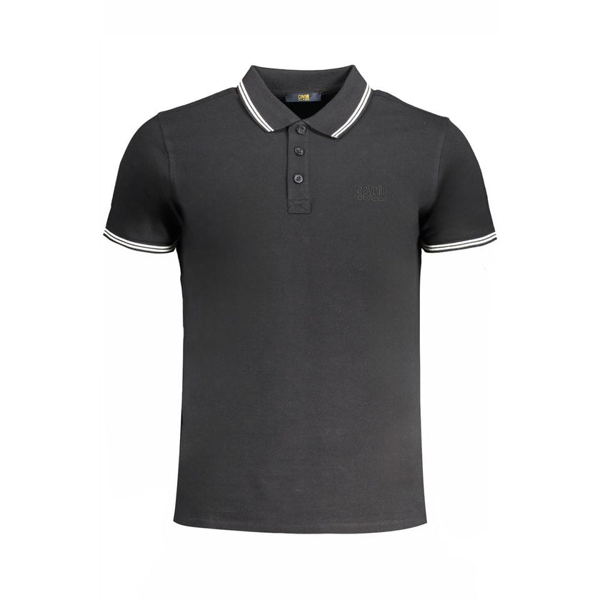 Cavalli Class Nero Baumwoll-Herrenpoloshirt