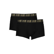 Schwarze Cavalli Class Baumwolle Männliche Boxer mit elastischem Bund und Logodetail im Doppelpack