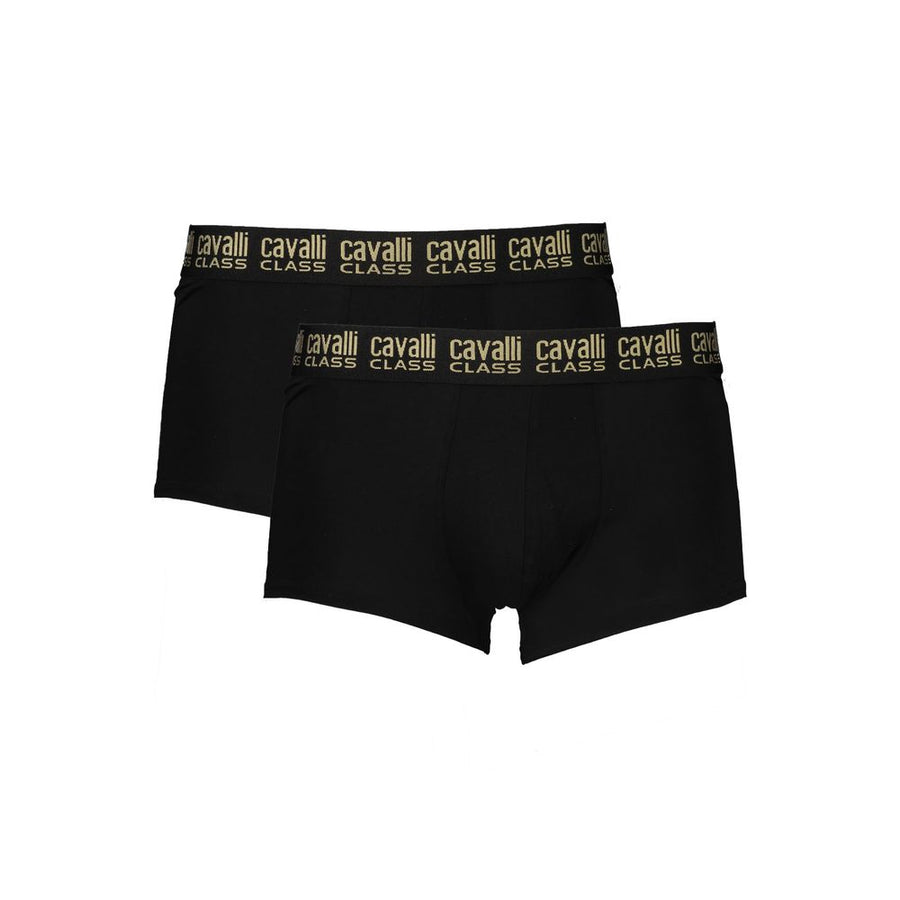 Schwarze Cavalli Class Baumwolle Männliche Boxer mit elastischem Bund und Logodetail im Doppelpack