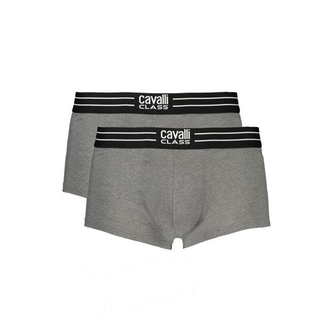 Cavalli Class Grigio Herren-Boxershorts aus Baumwolle
