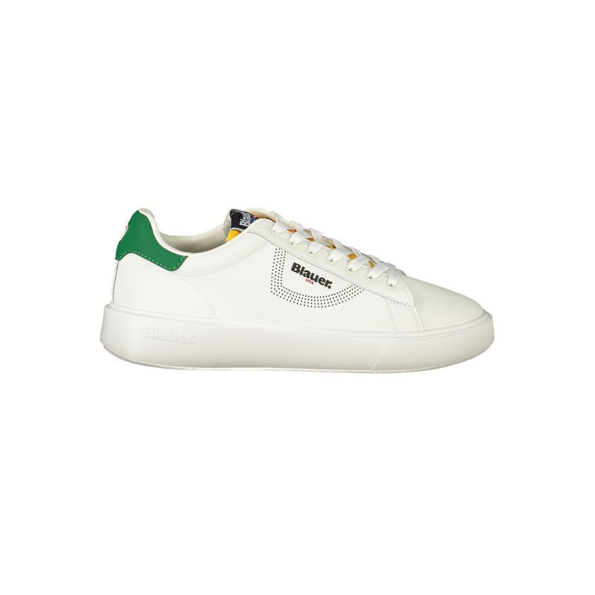 Blauer Weißer Herren-Sneaker aus Polyurethan