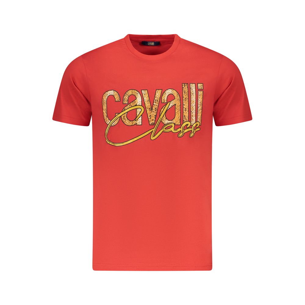Men's Cavalli Class Red Cotton T-Shirt
