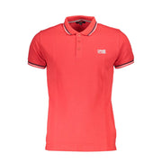 Cavalli Class rotes Baumwoll-Poloshirt mit kurzem Arm und Logo-Akzent