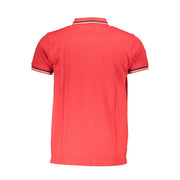 Cavalli Class rotes Baumwoll-Poloshirt mit Print und 3-Knopf-Leiste