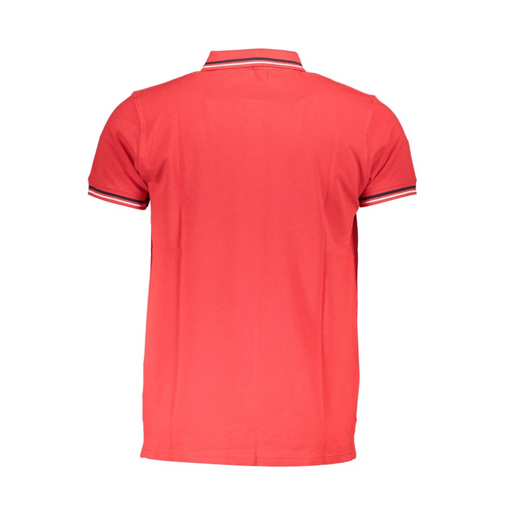 Cavalli Class rotes Baumwoll-Poloshirt mit Print und 3-Knopf-Leiste
