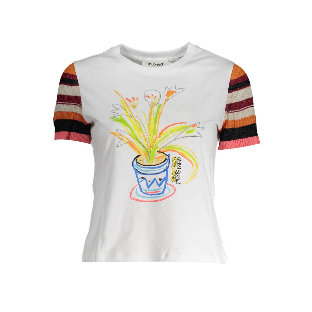 Desigual Weißes Baumwoll-T-Shirt