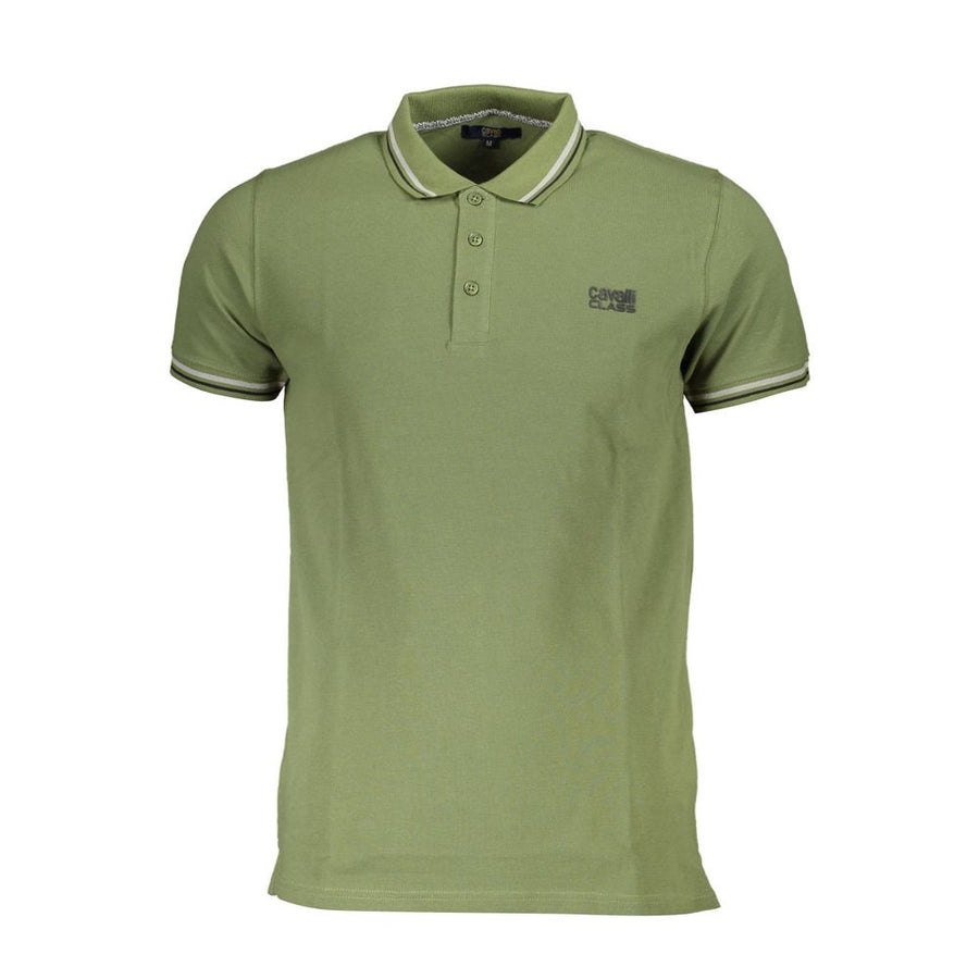 Cavalli Class Green Men's Cotton Polo Shirt