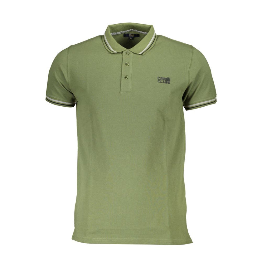 Cavalli Class Grünes Herren-Poloshirt aus Baumwolle