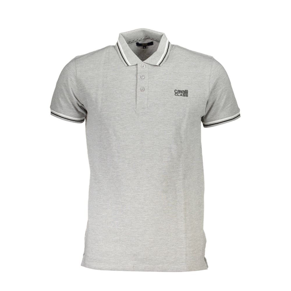 Cavalli Class Grey Cotton Men's Polo Shirt