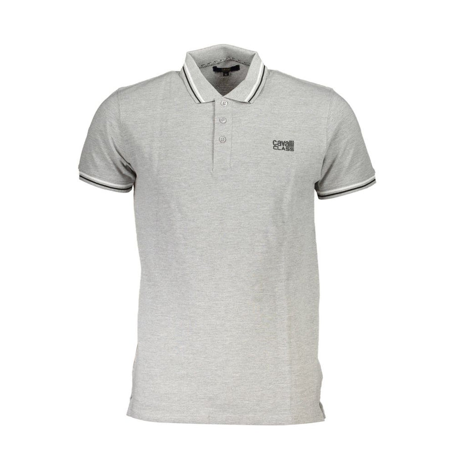 Cavalli Class Grey Cotton Men's Polo Shirt
