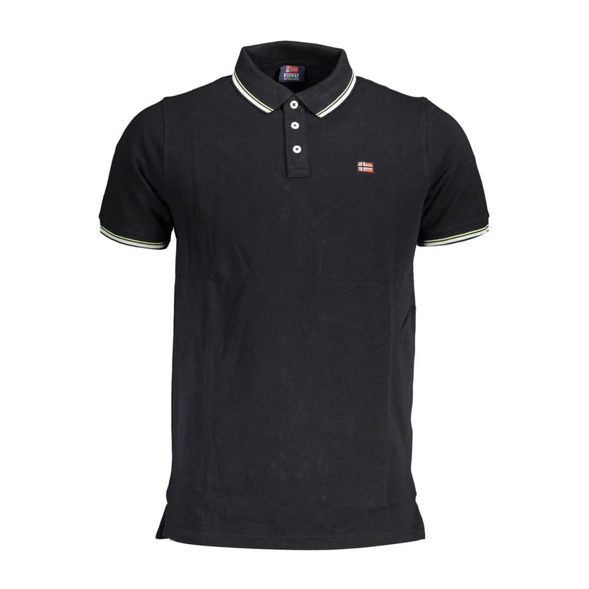 Norway 1963 Schwarzes Herren-Poloshirt aus Baumwolle