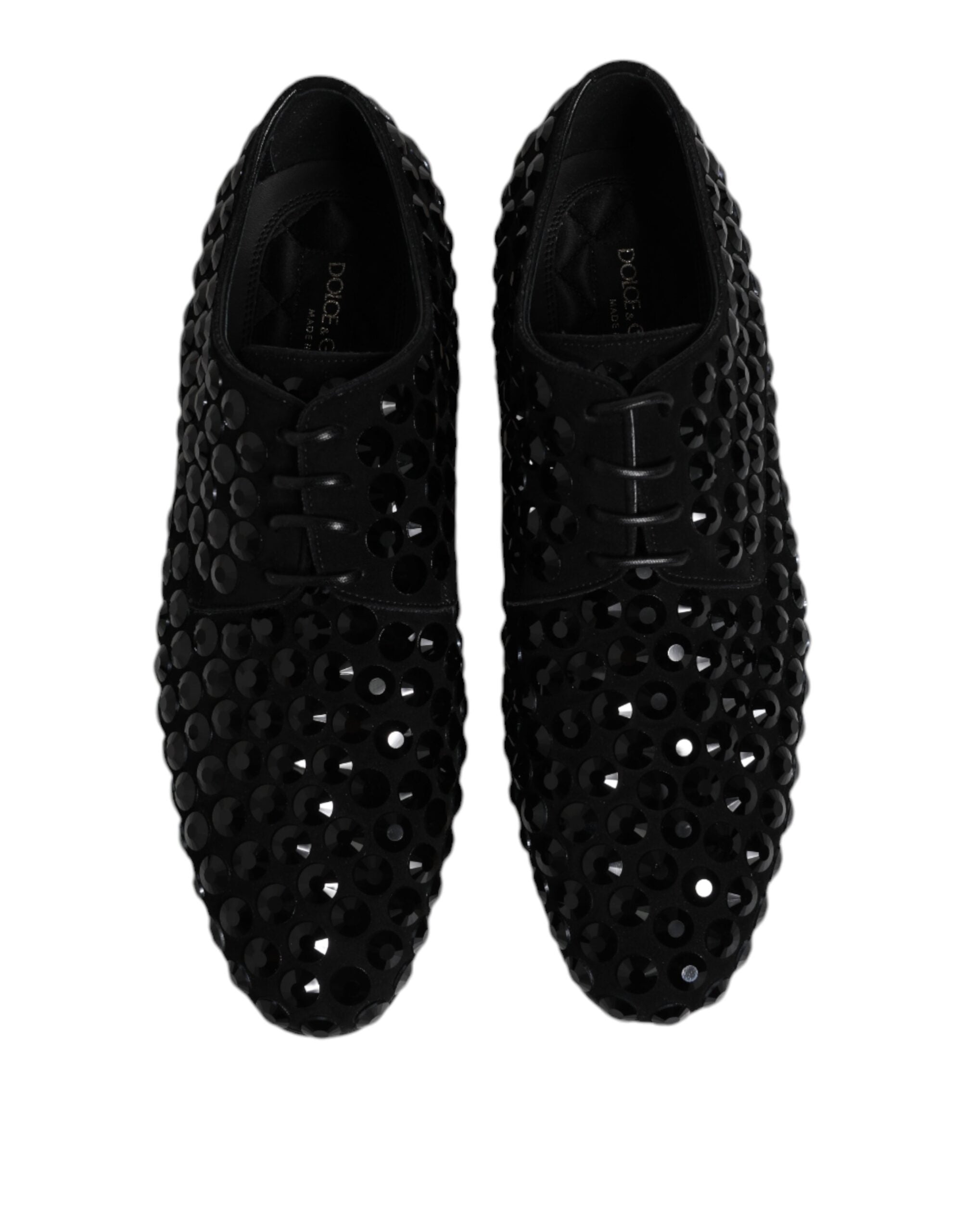 Dolce & Gabbana Schwarze Wildleder-Strass-Derby-Formelle Schuhe