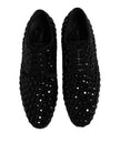 Dolce & Gabbana Schwarze Wildleder-Strass-Derby-Formelle Schuhe