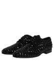 Dolce & Gabbana Schwarze Wildleder-Strass-Derby-Formelle Schuhe