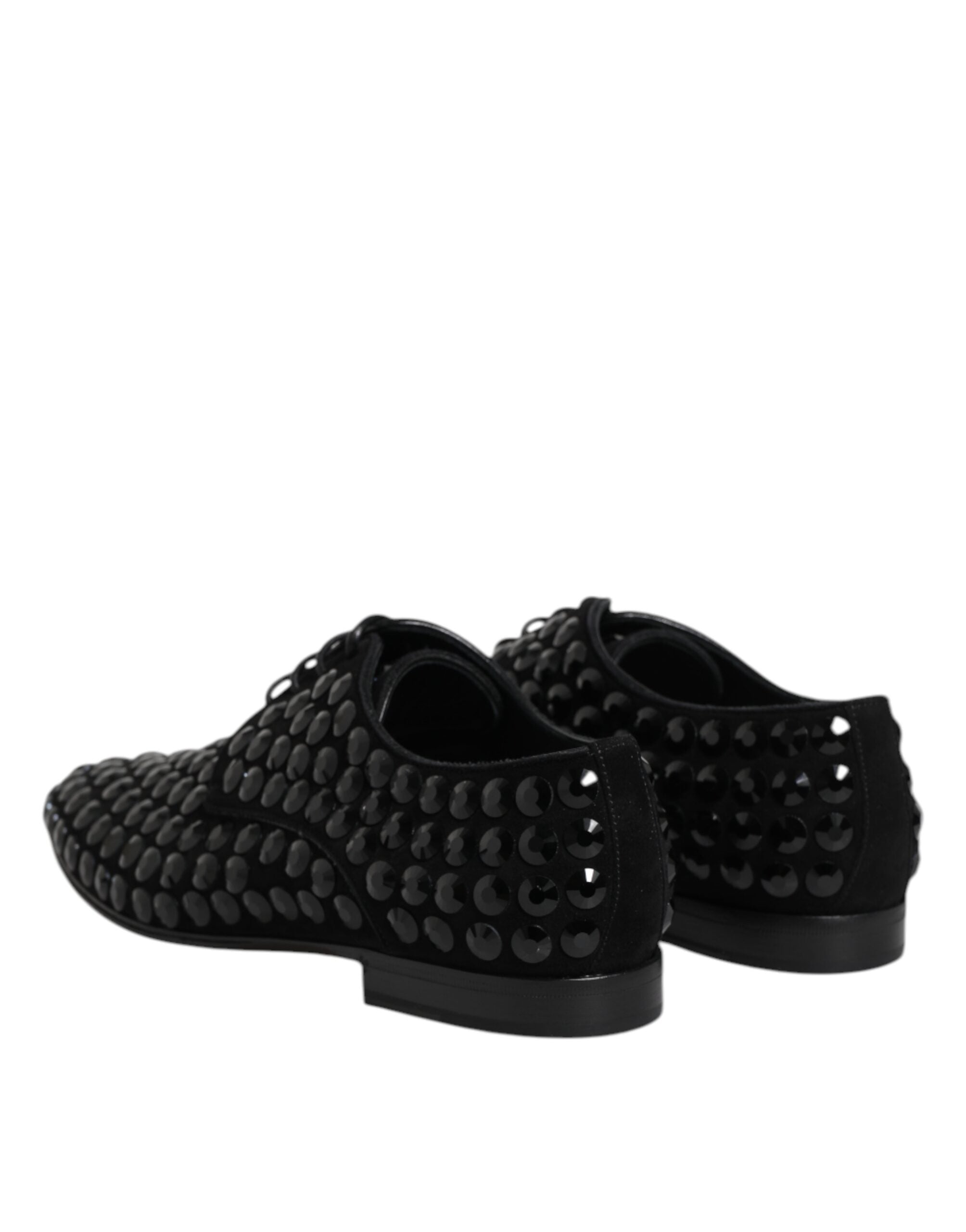 Dolce & Gabbana Schwarze Wildleder-Strass-Derby-Formelle Schuhe