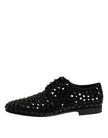 Dolce & Gabbana Schwarze Wildleder-Strass-Derby-Formelle Schuhe