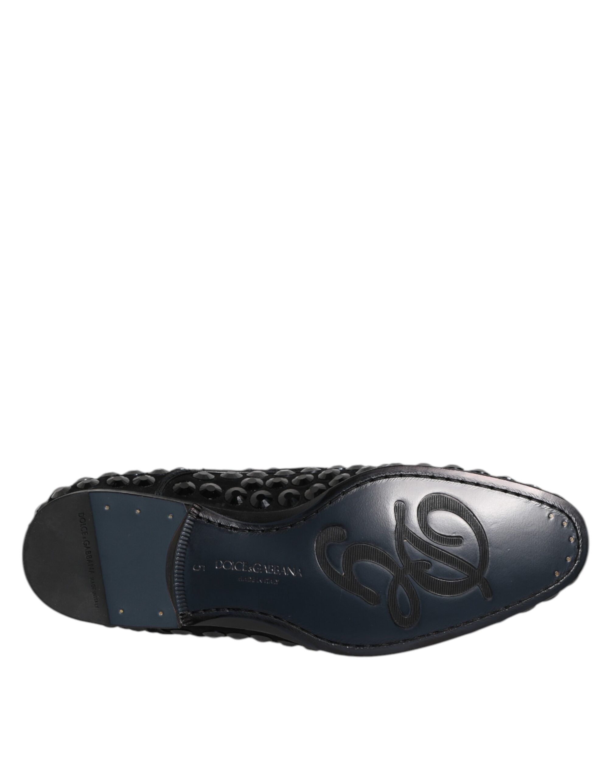 Dolce & Gabbana Schwarze Wildleder-Strass-Derby-Formelle Schuhe