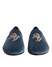 Dolce & Gabbana Blaue Samt-Slipper mit DG-Logo