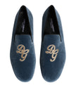 Dolce & Gabbana Blaue Samt-Slipper mit DG-Logo