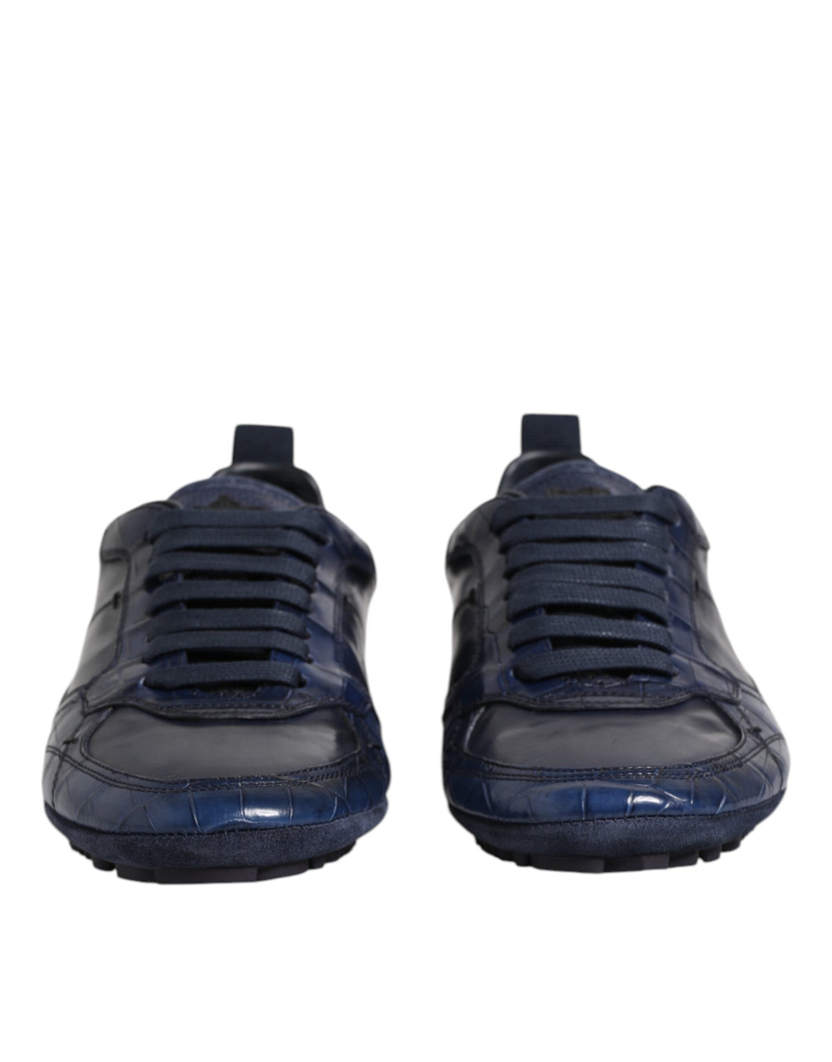 Dolce & Gabbana Dark Blue Leather Low Top Men's Trainers Shoes