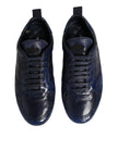 Dolce & Gabbana Dunkelblau Leder Low Top Männer Turnschuhe Schuhe