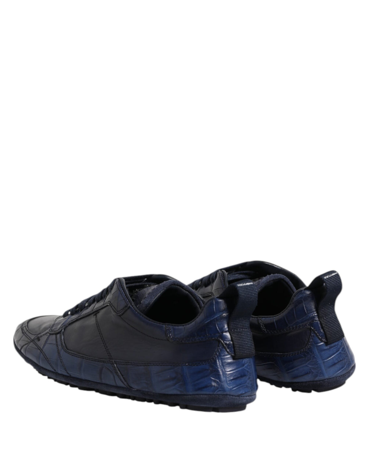 Dolce & Gabbana Dark Blue Leather Low Top Men's Trainers Shoes