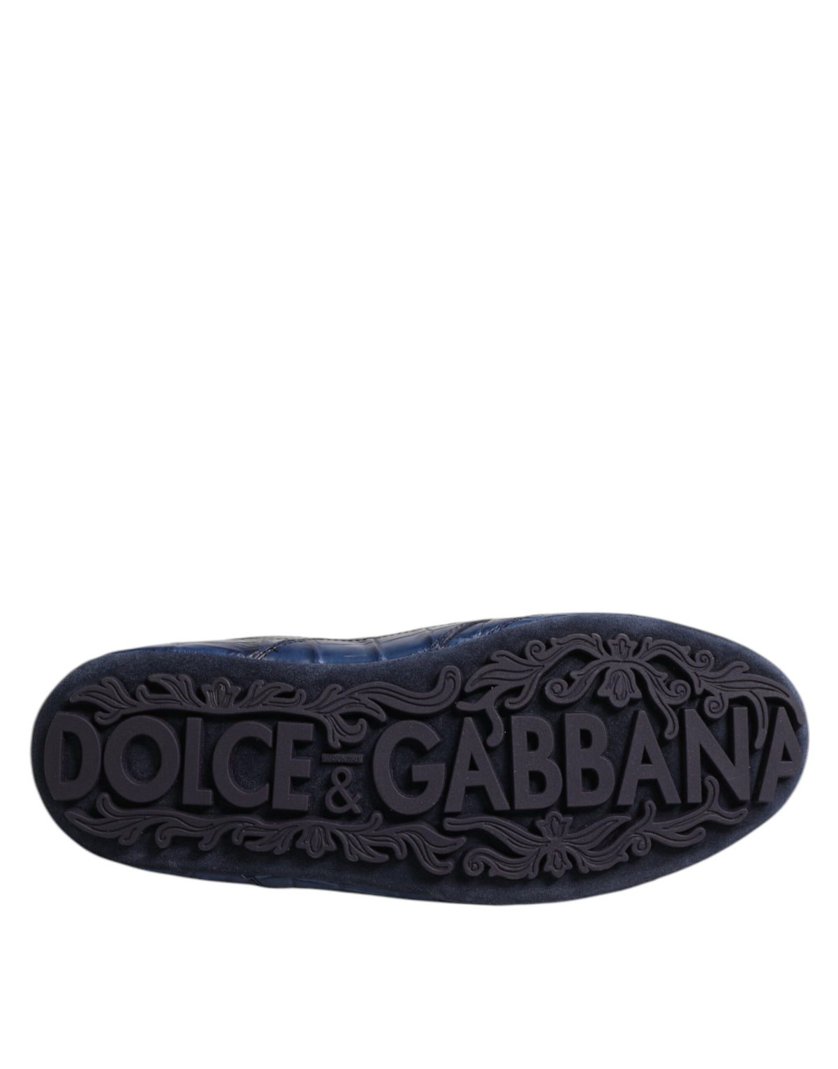 Dolce & Gabbana Dark Blue Leather Low Top Men's Trainers Shoes