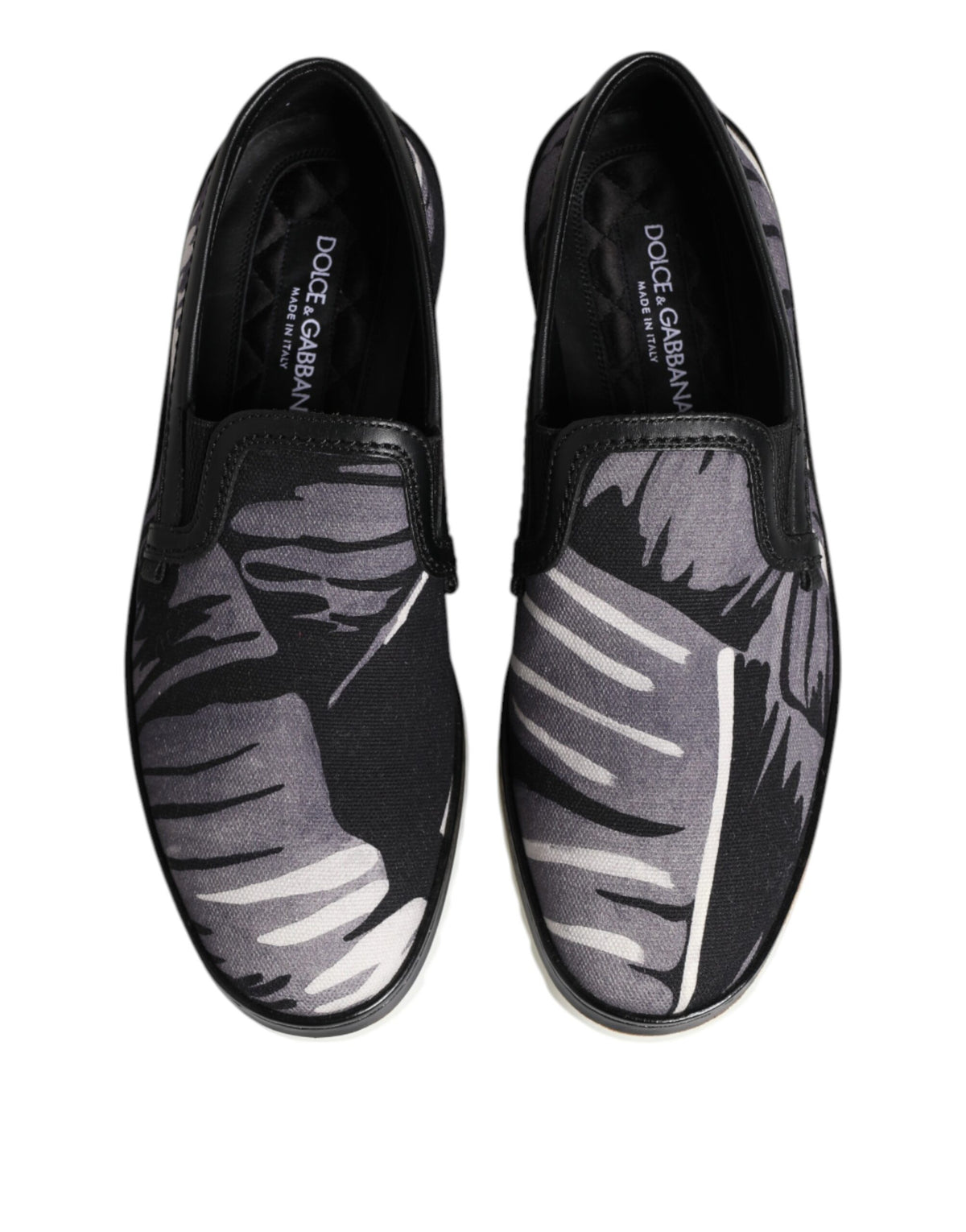 Dolce & Gabbana Black Tropical Slip-On Men's Sneakers Shoes